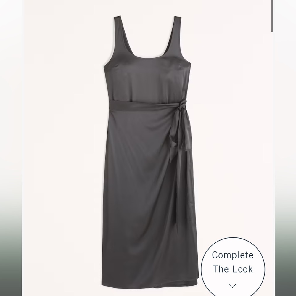 Abercrombie and Fitch Belted Satin Slip Midi Dress NWT